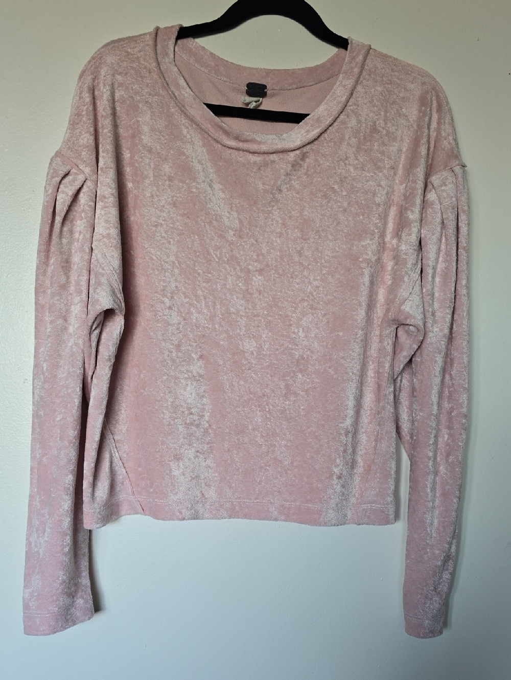 We The Free Blush Pink Velvet Crewneck Sweatshirt